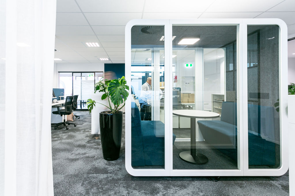 Collab Pod inside an open plan office.