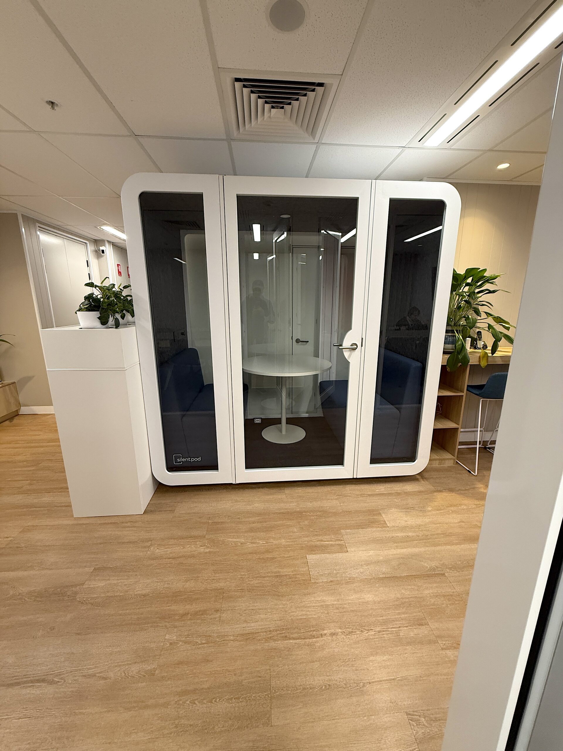 Acoustic Collab Pod in the office for meetings or as a quiet breakaway spot for staff.