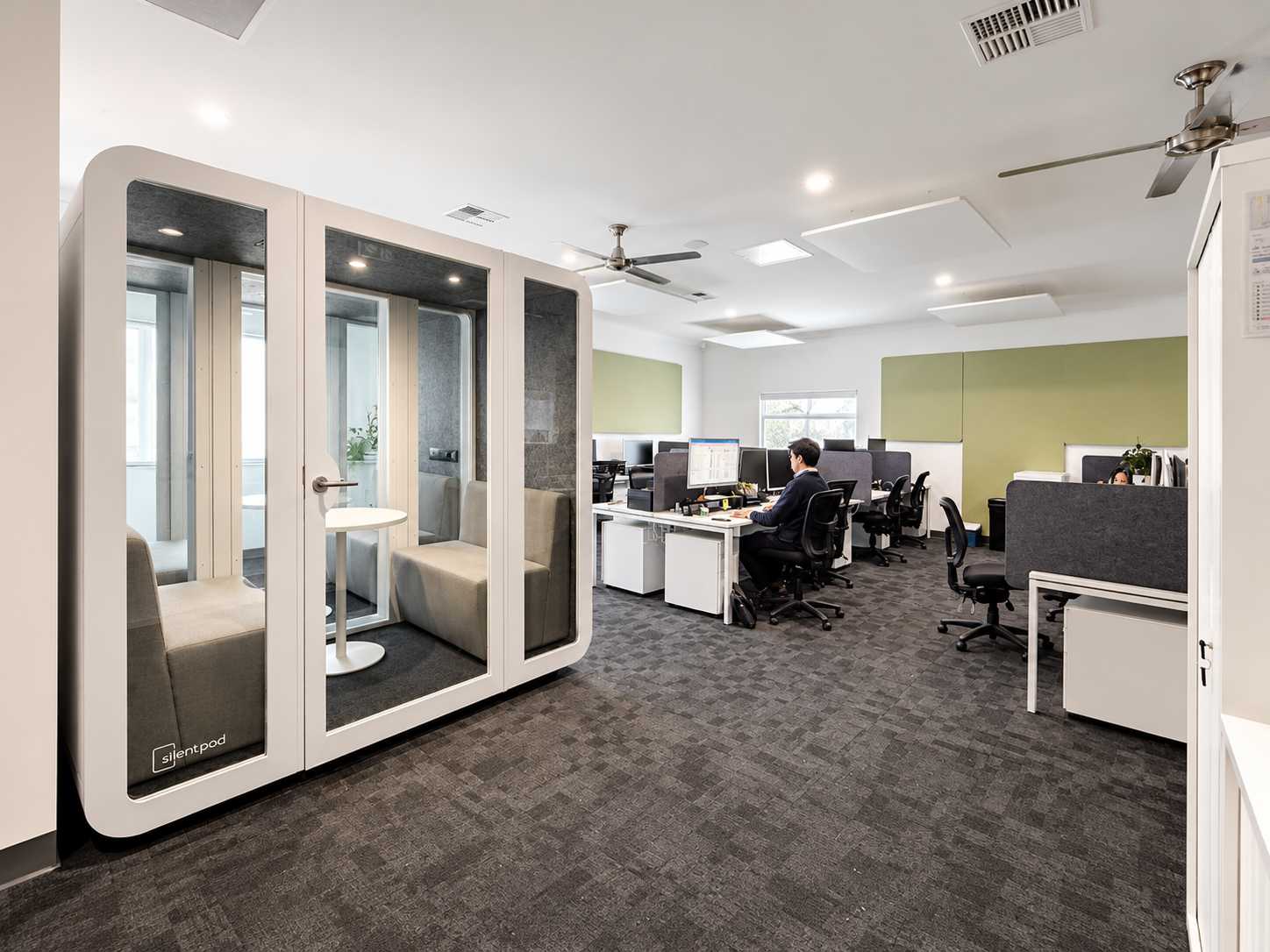Two Silent Pod Collab Pods at Ray White, South Australia